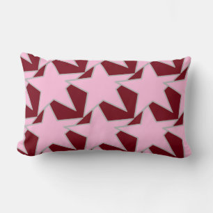 Modern Star Geometric - pink and burgundy Lumbar Cushion