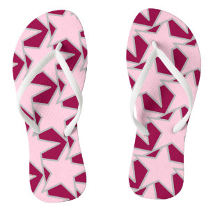 Modern Star Geometric - pink and burgundy Thongs