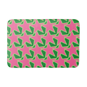 Modern Star Geometric - watermelon pink and green Bath Mat