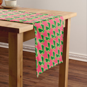 Modern Star Geometric, Watermelon Pink and Green Short Table Runner