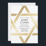 Modern Star Gold Foil Bat Mitzvah Invitation<br><div class="desc">Modern Star Gold Foil Bat Mitzvah Invitation features a unique and modern Star of David outline around your event details.</div>