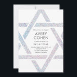 Modern Star Holographic Glitter Bat Mitzvah Invitation<br><div class="desc">Modern Star Holographic Glitter Bat Mitzvah Invitation features a unique and modern Star of David outline around your event details.</div>