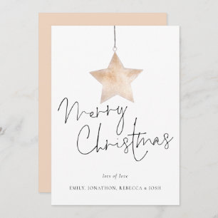 Modern Star Script Merry Christmas Holiday Card
