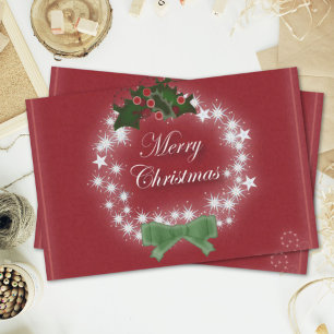 Modern star wreath mistletoe Merry christmas party Tissue Paper