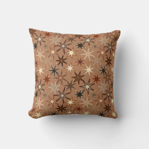 Modern Starburst Print, Coffee Brown and Beige Cushion