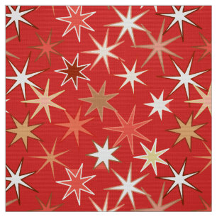 Modern Starburst Print, Deep Mandarin Orange Fabric