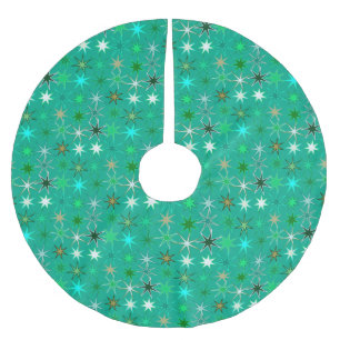 Modern Starburst Print, Turquoise and Aqua Brushed Polyester Tree Skirt