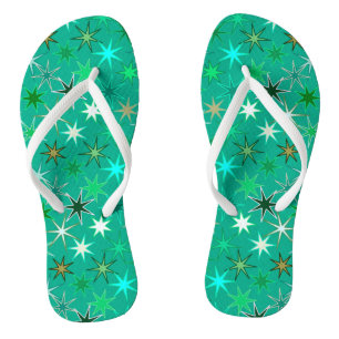 Modern Starburst Print, Turquoise and Aqua Thongs