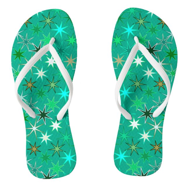 Modern Starburst Print, Turquoise and Aqua  Thongs (Footbed)
