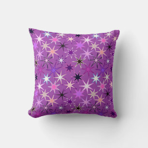 Modern Starburst Print, Violet Purple and Orchid Cushion