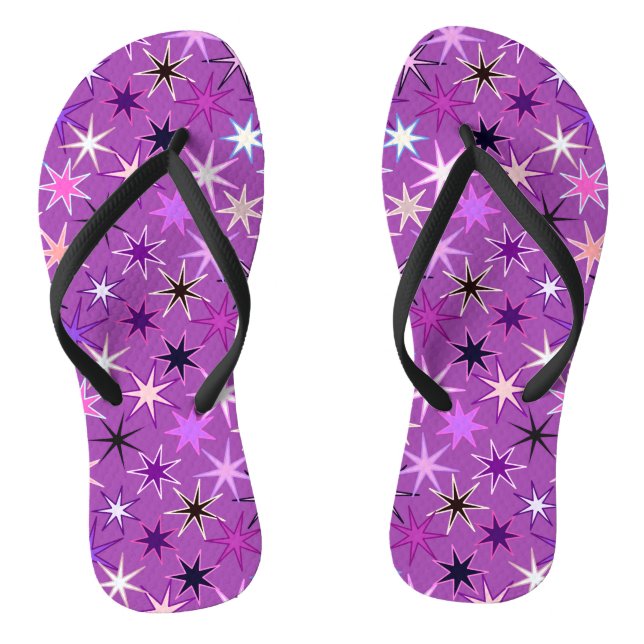Modern Starburst Print, Violet Purple and Orchid  Thongs (Footbed)