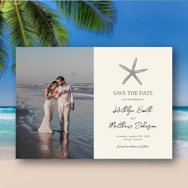 Modern Starfish Beach Ocean Wedding Save The Date Magnetic Invitation (Creator Uploaded)
