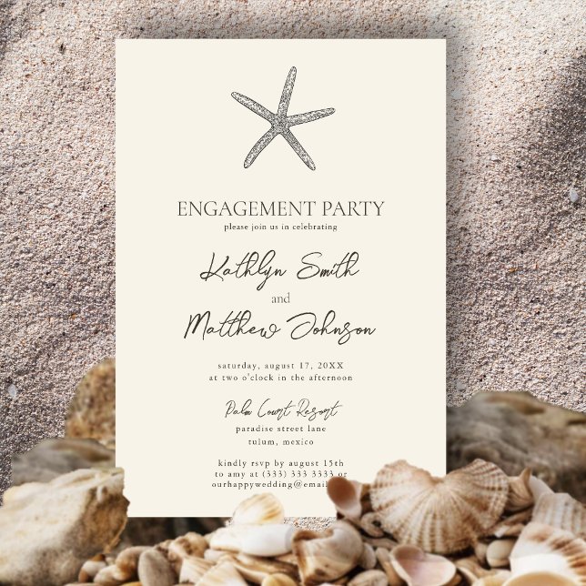 Modern Starfish Beach Wedding Engagement Party Invitation (Creator Uploaded)