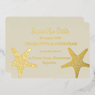 Modern  Starfish Beach Wedding Gold