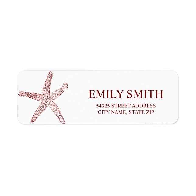 Modern Starfish Return Adress Address Label (Front)