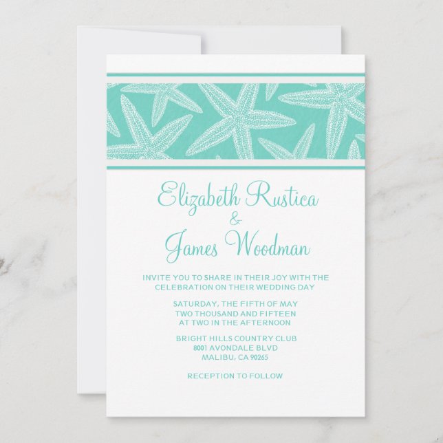 Modern Starfish Wedding Invitations (Front)