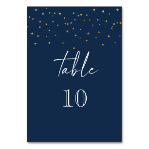 Modern Starry Night Navy Blue Wedding Table Number