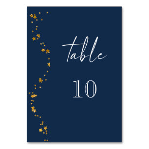 Modern Starry Night Navy Blue Wedding Table Number