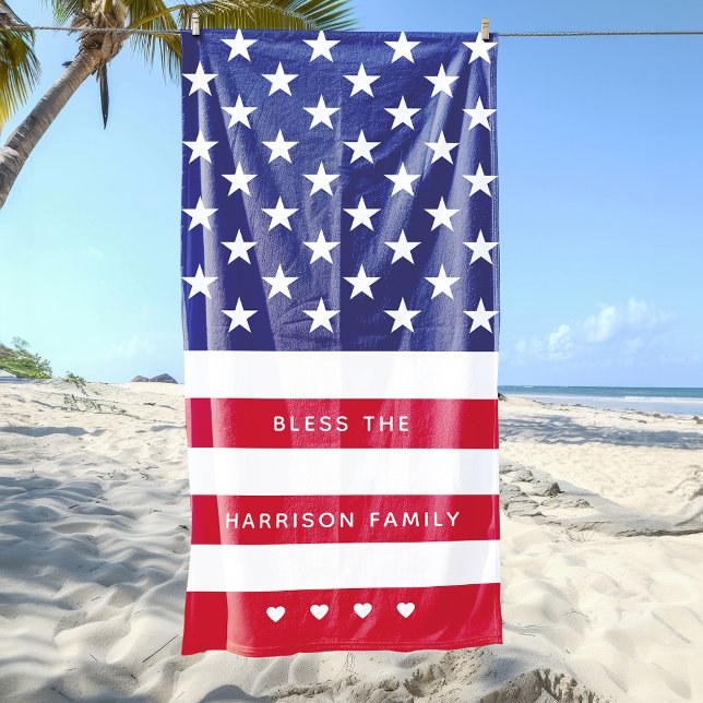 Modern Stars and Stripes Personalised Beach Towel (Modern Stars and Stripes Personalized Beach Towel)