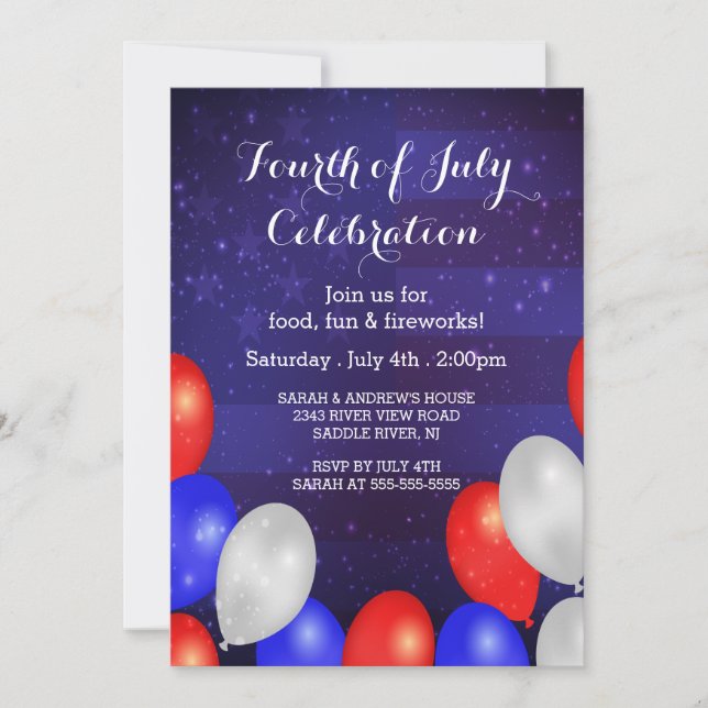 Modern Stars & Stripes 4th of July Invitation (Front)