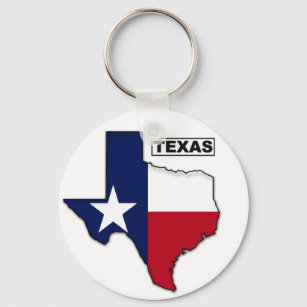 Modern State Outline Texas Flag Key Ring
