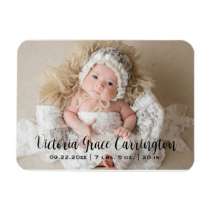 Modern Stats Name Photo Personalised Birth Magnet