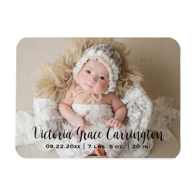 Modern Stats Name Photo Personalised Birth  Magnet (Horizontal)