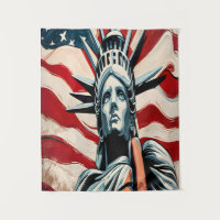 Modern Statue of Liberty with American Flag Art