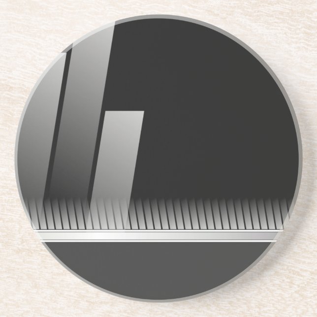 Modern Steel Black and Silver Industrial Coaster (Front)
