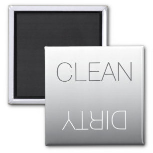 Modern Steel Grey Clean or Dirty Dishwasher Magnet