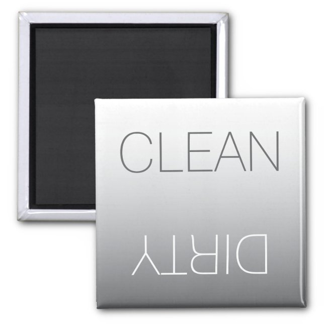Modern Steel Grey Clean or Dirty Dishwasher Magnet (Front)