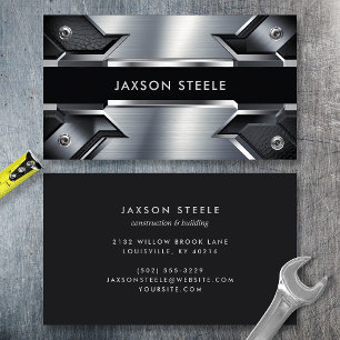 Modern Steel Industrial Rivet Metal Business Card