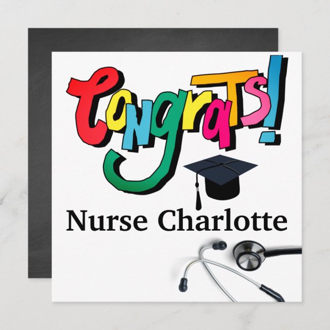 Modern Stethoscope  Nurse Graduation Card (Front/Back)