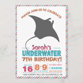 Modern Sting Ray Pink and Orange Invite
