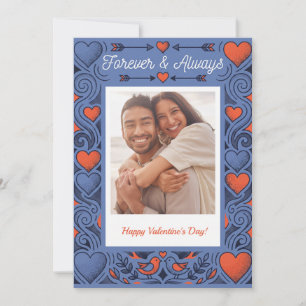 Modern Stippled Hearts Valentine's Day Holiday Card