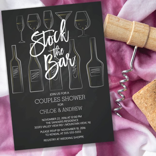 Modern Stock the Bar Couples Shower Invite (Creator Uploaded)