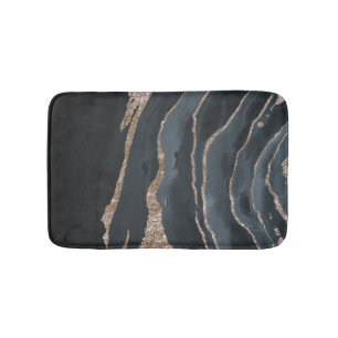 Modern Stone,Black Gold Marble Bath Mat