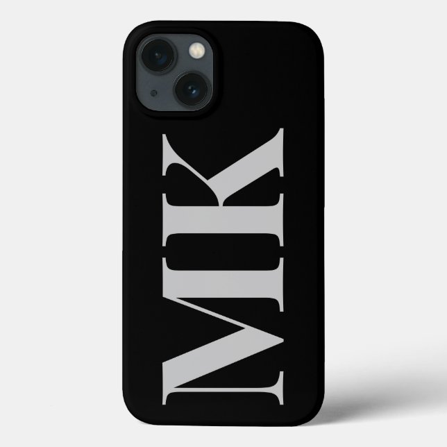 Modern stone black minimalist initials Case-Mate iPhone case (Back)