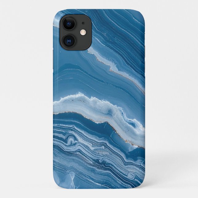 Modern Stone Dusty Blue Marble Case-Mate iPhone Case (Back)