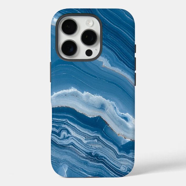 Modern Stone Dusty Blue Marble Case-Mate iPhone Case (Back)