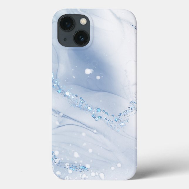 Modern Stone Dusty Blue Marble Case-Mate iPhone Case (Back)