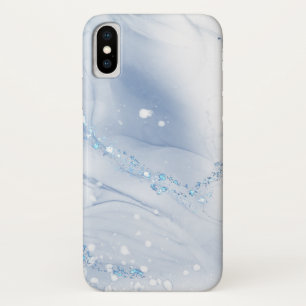 Modern Stone Dusty Blue Marble iPhone X Case