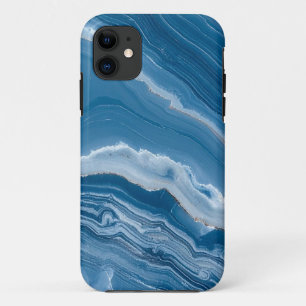 Modern Stone Dusty Blue Marble iPhone 11 Case
