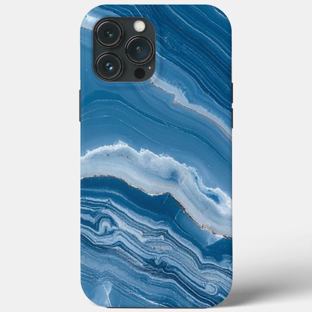Modern Stone Dusty Blue Marble Case-Mate iPhone Case (Back)