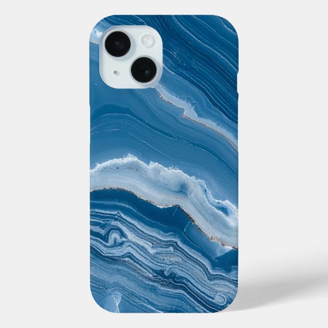 Modern Stone Dusty Blue Marble Case-Mate iPhone Case (Back)