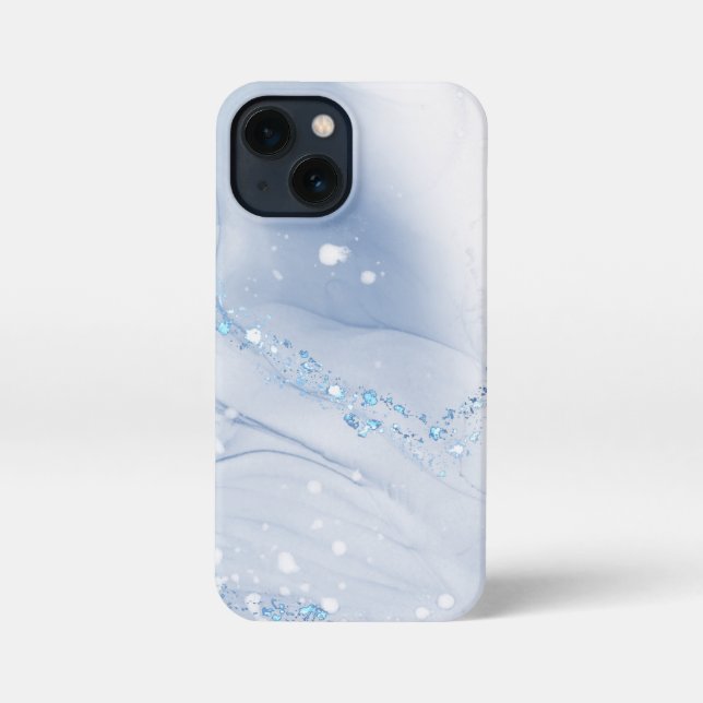 Modern Stone Dusty Blue Marble iPhone Case (Back)