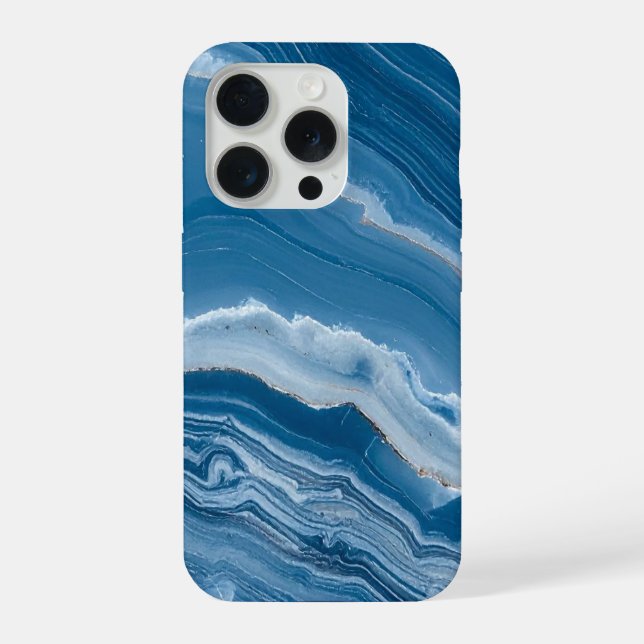 Modern Stone Dusty Blue Marble iPhone Case (Back)