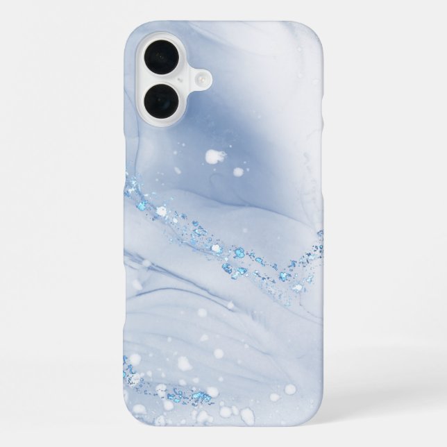 Modern Stone Dusty Blue Marble iPhone Case (Back)