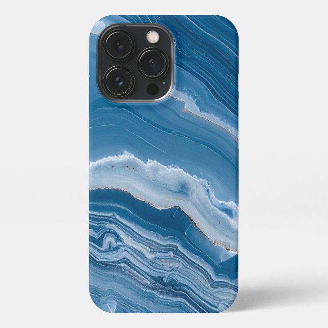 Modern Stone Dusty Blue Marble iPhone Case (Back)