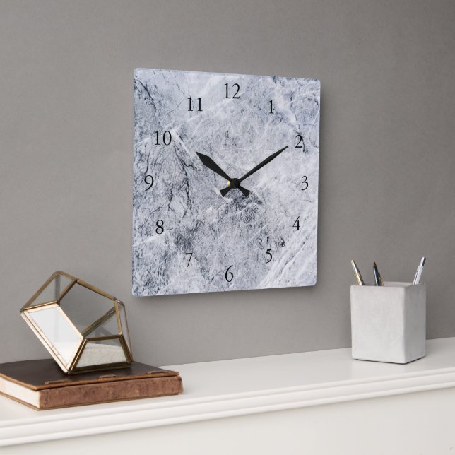 Modern stone look stylish gray rock pattern square wall clock (Office)